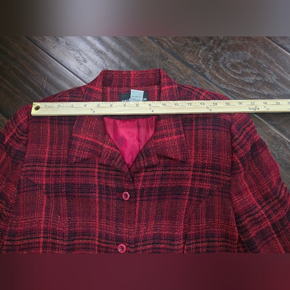 Sag Harbor Womens Red Plaid Suit Jacket Blazer Size 12 - Picture 3 of 10